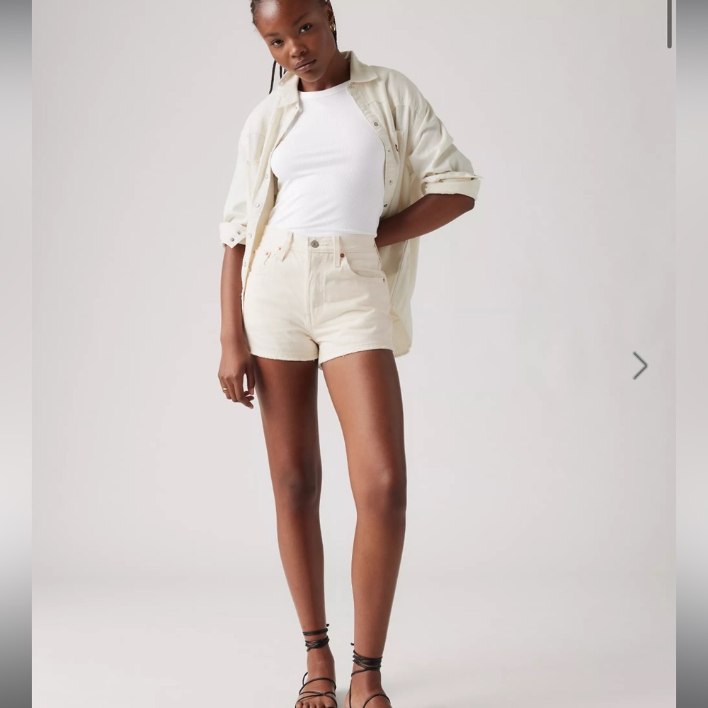 Levi's Women's High Waist Cream Shorts